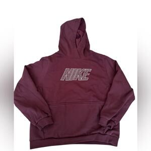 Nike Fleece Burgundy Crush/Metallic Silver Hoodie Size Youth Extra Large (XL)
